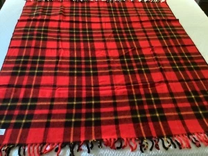 Vintage Faribo Fluff Loomed Red Plaid Blanket Throw 55x56 - Picture 1 of 3