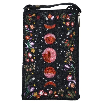 BAMBOO TRADING HAND BEADED MOON PHASES CLUB BAG CELLPHONE CROSSBODY WRISTLET - Image 1 of 2