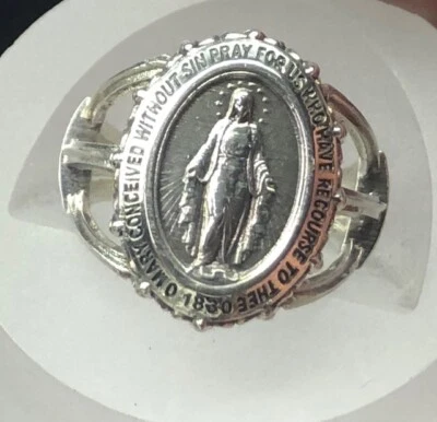 Anillo milagroso de plata de ley 925 para dama de la Santísima Virgen María Foto 1 de 4