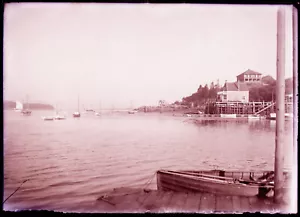 (1) LATE 1800s-EARLY 1900s GLASS NEGATIVE, NORTH HAVEN HARBOR, MAINE, FROM DOCK - Picture 1 of 2