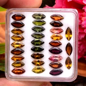 30 Pcs Natural Tourmaline Multi-Color 7mm 3mm Marquise Cut Sparkling Gemstones - Picture 1 of 9