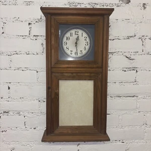 Vintage Noel Holz Handarbeit Wanduhr mit Bilderrahmen handgefertigt 20,5"T Uhr funktioniert! - Bild 1 von 16