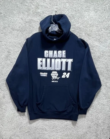 Chase Elliott #24 Nascar Men Large Hoodie Navy Blue Graphic Print Long Sleeve Cover