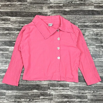 Oh My Gasa Botón Frontal Camisa Chaqueta Mujer Talla Única Rosa Crop Lagenlook Algodón Foto 1 de 4