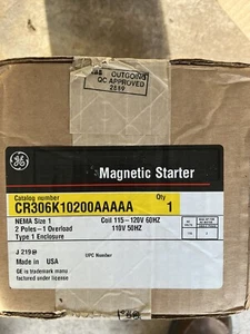 GE CR306K10200AAAAA magnetic starter Nema Size 1 2 Pole 1 Overload - Picture 1 of 1