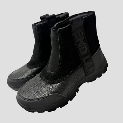 Lands' End детский размер 1 всепогодная замша тянуть на лодыжке ботинки черный новый с Ярлыками - Изображение 1 из 4