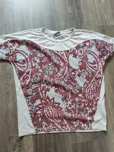 Vero Moda Women's Top Blouse T-shirt Beige Multicoloured Size S / 38 short sleev - Picture 1 of 3