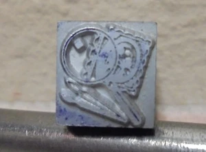 Magnifying Glass Stamp Letterpress Printing Block All Metal Vintage - Picture 1 of 2