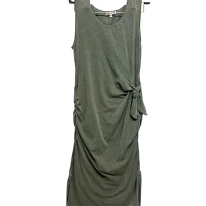 Sundry Light Sage Tank Knit Midi Dress Size 1 Cinch Sides Tie Accents - Picture 1 of 10