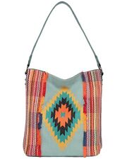 Montana West Women's Southwestern Tapestry Shoulder Bag Turquoise