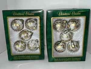 Commodore Vidrio Adornos de Navidad Oro Blanco Brillo 2.5" En Caja 2 Cajas De 5 - Imagen 1 de 14