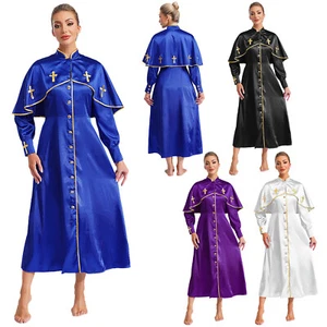Womens Clergy Robe Long Sleeve Church Clergy Dress Choir Pastor Pulpit Robe - Picture 1 of 43