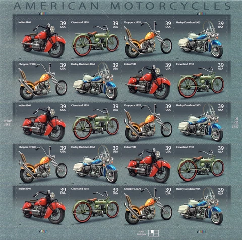US Mint Sheet MNH VF SC#4085-4088 American Motorcycles Cover