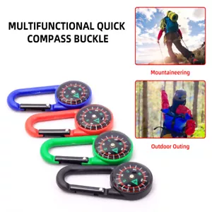 4PCS Compass Thermometer Carabiner Outdoor Hiking Tactical Survival Key Ring - Picture 1 of 15