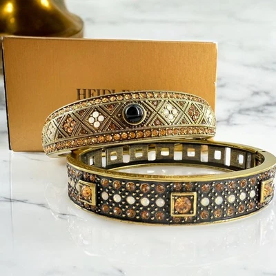 Heidi Daus HSN Daily Double Swarovski Topaz Crystal & White Opal Hinged Bracelet - Image 1 of 4