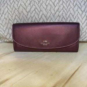 Coach Pop Slim Envelope Wallet Bramble Rose Metallic Cherry Floral - Picture 1 of 5