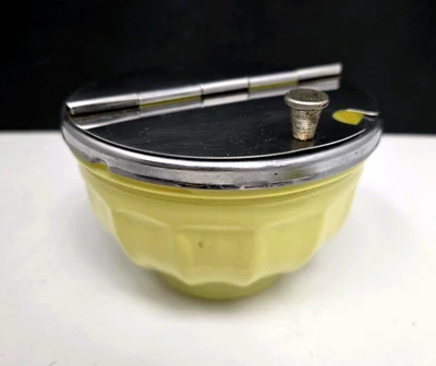 Azucarero cubierto GEMCO vintage años 60 vidrio pintado amarillo tapa abatible de acero inoxidable Foto 1 de 4