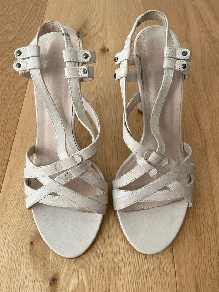 *Genuine* Diesel Leather Strappy Sandals Heels Off White Cream UK4.5 Eur38 Women - Image 1 of 4