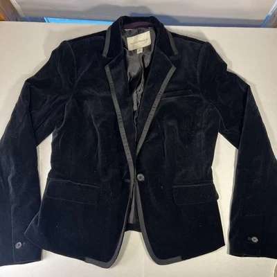 Banana Republic Blazer 女式 10 天鹅绒定制职业办公室公司黑色 — 第 1/4 张图片