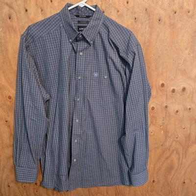 Camisa de vestir Ariat implacable con botones para hombre talla L gris blanco algodón a cuadros Foto 1 de 4