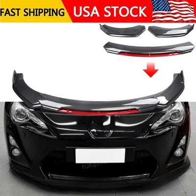 Carbon Fiber Red Front Bumper Lip Spoiler Splitter+Kits For Scion FR-S/Toyota 86 - Image 1 of 4