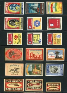 ¡LOTE DE 18 ETIQUETAS PUBLICITARIAS MATCHBOX VINTAGE!! WW75 - Imagen 1 de 1