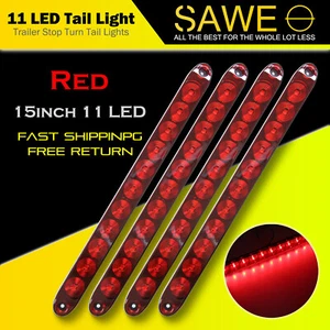 Barra de luz trasera giratoria tope de freno de remolque de camión sellado 4x 15 pulgadas 11 LED - Imagen 1 de 6