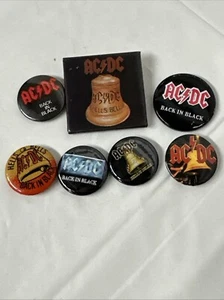 Vintage Rock & Roll AC/DC Promo Badge Button Pins BACK IN BLACK HELLS BELLS #670 - Picture 1 of 18