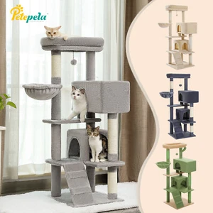 PETEPELA Cat Tree Scratching Post Scratcher Tower Condo Toys Large Cat House Bed - Picture 1 of 43