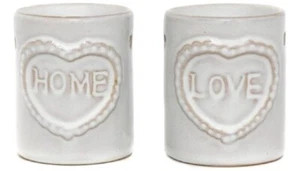 Ceramic Shabby Chic Love & Home Oil Burners - Set of 2 Surrounding Heart - Picture 1 of 1