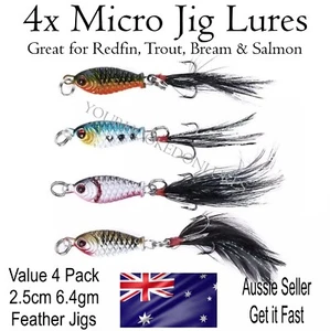 4 Micro Jig Fishing Lures Bait Tackle Small Spinner Spoon Freshwater Trout Lures - Picture 1 of 7