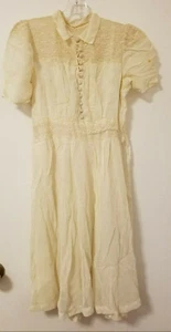 1920s Gatsby Lace Vintage Cream / Ivory Lace Tailored DRESS Classic  - Picture 1 of 10