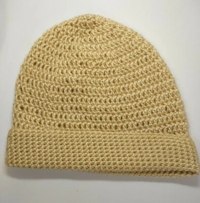 Gorro de ganchillo hecho a mano para adultos calcetín sombrero dorado talla única Foto 1 de 2