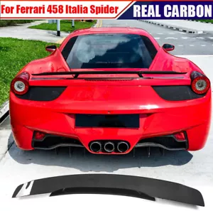 REAL CARBON Rear Trunk Spoiler Wing Fit For Ferrari 458 Italia Coupe 2010-2015 - Picture 1 of 14