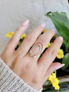 Anillo puro pesado hecho a mano de plata esterlina 925 liso para mujer regalo de Navidad - Imagen 1 de 6