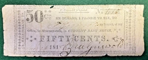 E. Griswold of Worthington, OH Hand Signed, Numbered & Dated 50 ¢ Note of 1818 - Picture 1 of 1