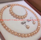 8-9mm Natural Pink Cultured Pearl Beads Necklace Bracelet Earring Set 18''