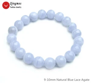 Fashion 10mm Round Natural Blue Lace Agate Bracelet for Women Jewelry 7.5'' - Picture 1 of 6