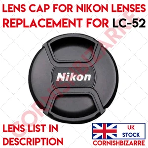 LC-52 LENS CAP REPLACEMENT FOR NIKON - 52MM LENS CAP COVER PROTECTOR - UK STOCK - Picture 1 of 2