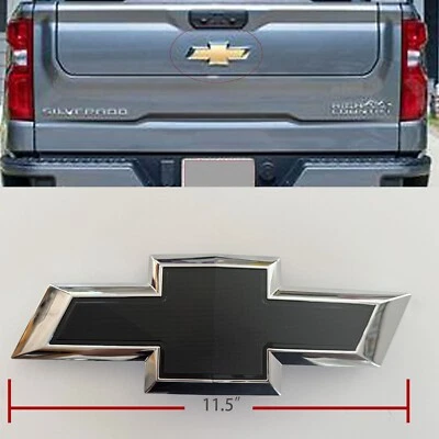 Novo emblema de gravata borboleta tampa traseira preta cromada para 2014 - 2018 GM Silverado 1500 - Imagem 1 de 3