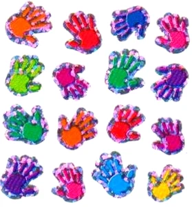 Pegatinas Sandylion brillantes con huellas de manos *VINTAGE* - Imagen 1 de 1