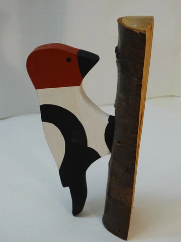 VTG DOOR KNOCKER  Redheaded woodpecker bird on tree trunk Yard Art Porch Patio Cover