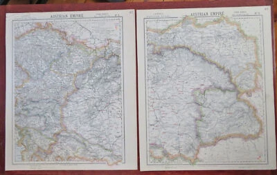 Austria-Hungría Imperio Habsburgo Viena Budapest 1883 Letts escaso mapa de dos hojas Foto 1 de 4