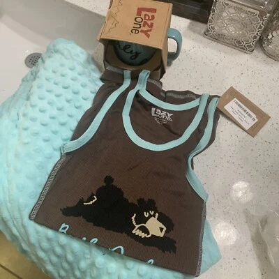 Lazy One Women's "Bearly Awake"  Sleep Pajama Set Blue  X-small Tank With Mug - Image 1 of 4
