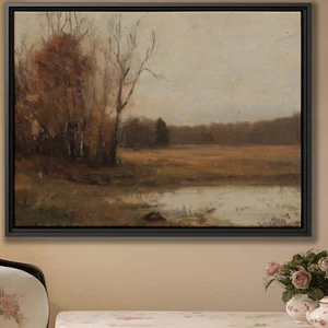 Herbst Landschaft Landschaft Leinwandbild Vintage Wanddeko Natur Druck gerahmt - Bild 1 von 9