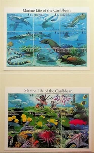 GRENADA GRENADINES Sc 1728-50 NH 2 MINISHEETS OF 1995 - SEA LIFE - Picture 1 of 1