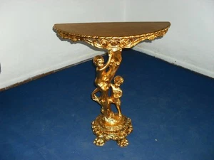 CONSOLLE CON ANGELI IN LEGNO FOGLIA ORO ENTRATINA SOGGIORNO ARREDO CASA - Imagen 1 de 1