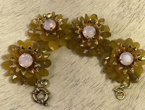J. Crew Jewelry Crew Embellished Brulee Flower Bracelet Yellow/pink - Picture 1 of 6