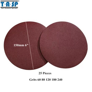 25PCS Sanding Disc 6 inch Hook Loop Sandpaper 60 80 120 240 Grits 150mm - Picture 1 of 5