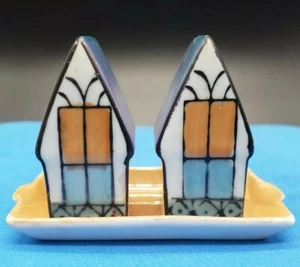 Vintage Lusterware Chikaramachi House Cottage Salt & Pepper Shakers Japan - Picture 1 of 11